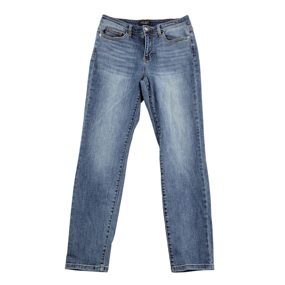 Judy Blue Jeans Womens 9/29 Blue Medium Wash Mid Rise Slim‎ Straight Denim